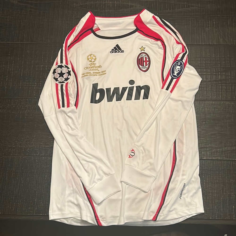 AC MILAN 2006/07 UCL FINAL AWAY LONG SLEEVE RETRO FOOTBALL SHIRT SIZE-L
